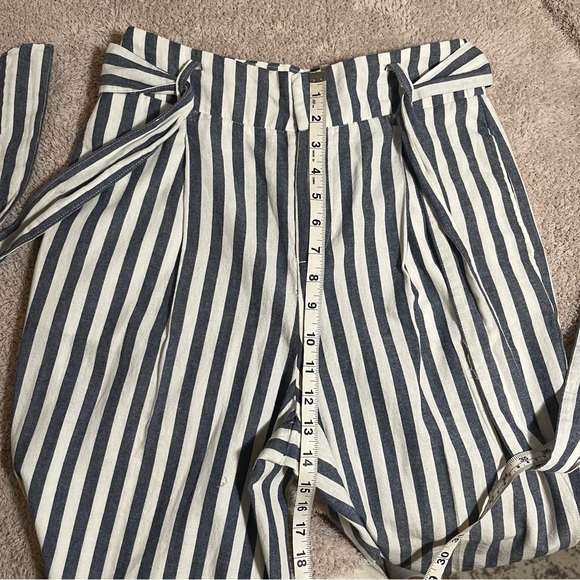 Zara Wide Leg High Waist Tie Lightweight Pants size Small, Blue & White Stripes - Picture 13 of 15